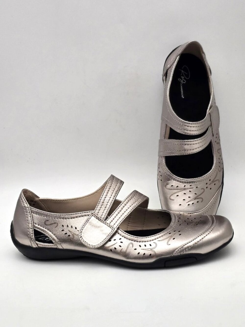 Ros Hommerson Leather Pewter Metallic Mary Jane Chelsea Shoes Women's Size 13W